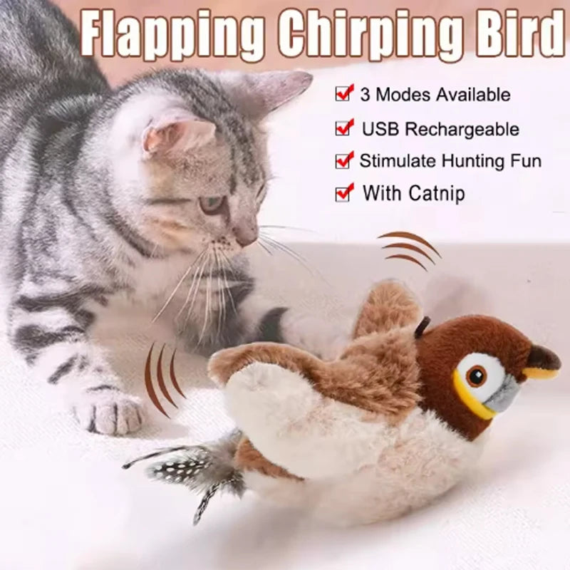 Interactive Chirping Bird: Motion-Activated Plush Toy for Cats & Dogs