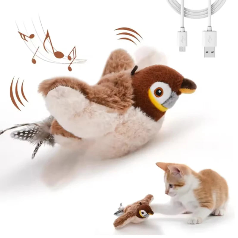 Interactive Chirping Bird: Motion-Activated Plush Toy for Cats & Dogs