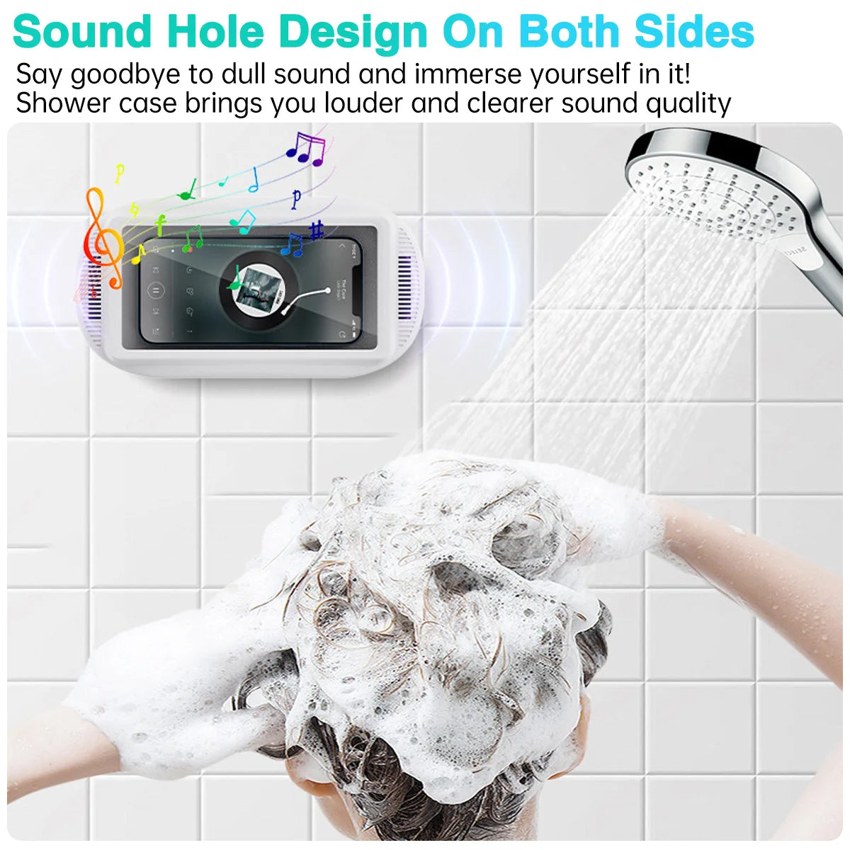 Shower Phone Holder Waterproof with Speaker Hole