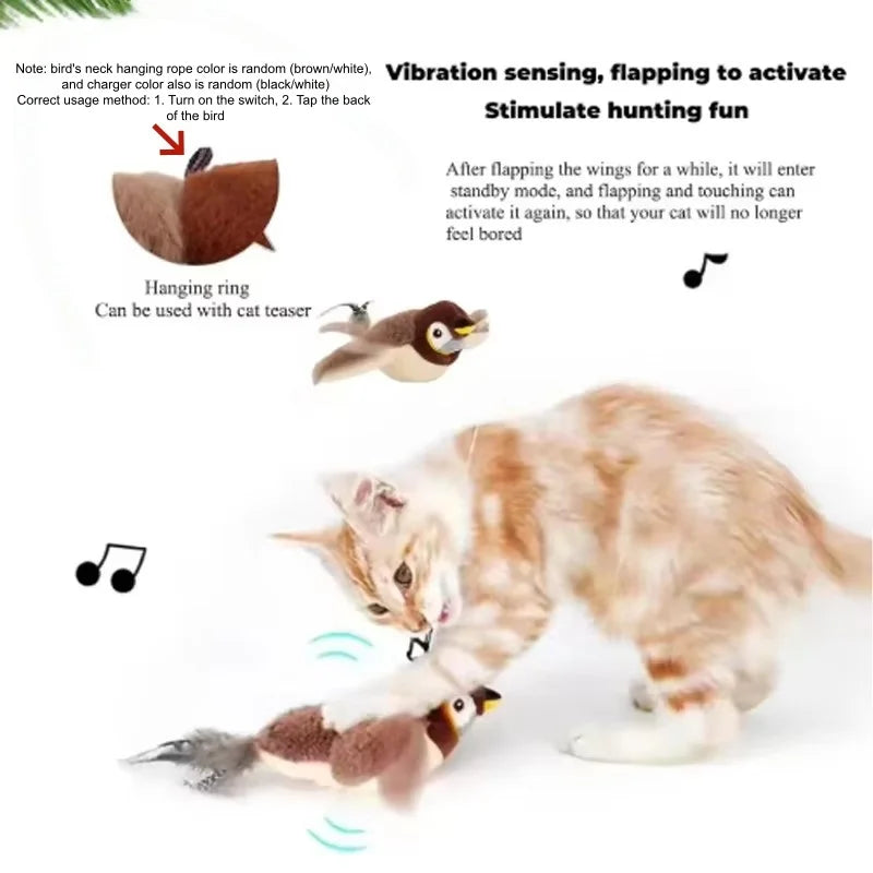 Interactive Chirping Bird: Motion-Activated Plush Toy for Cats & Dogs