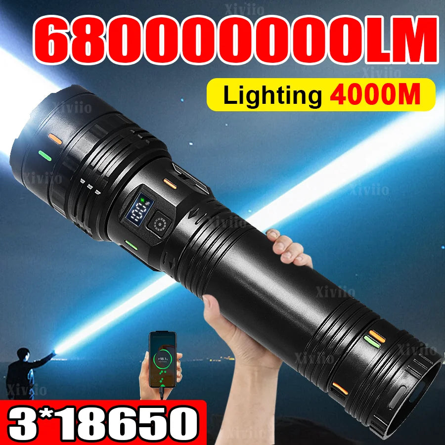68000000LM High Power Rechargeable LED Flshlight